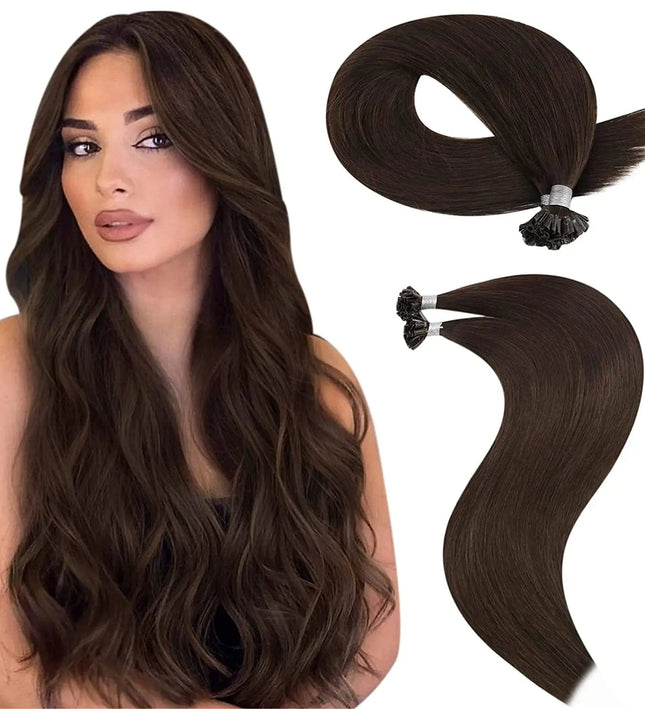 Extensions de cheveux kératine en U, longues et naturelles, pour un look élégant et sophistiqué