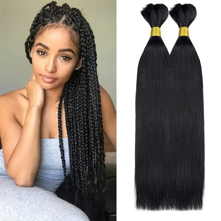 Extensions de cheveux naturels noirs, longues et raides pour un look élégant.