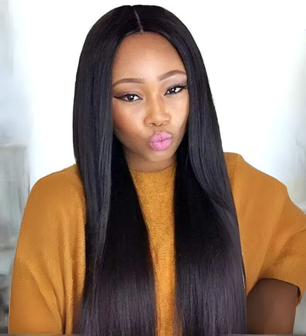 Extensions capillaires lisses noires en cheveux naturels pour un look élégant et soyeux