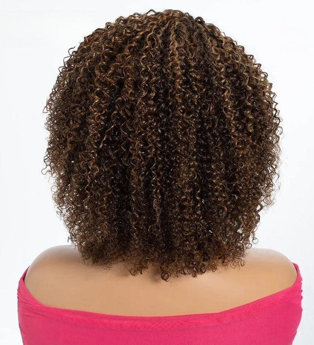 Perruque afro bouclée en cheveux naturels pour un style sans colle