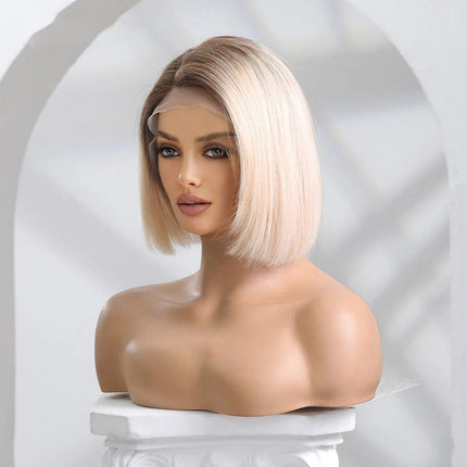 Perruque blonde ombrée carrée en cheveux naturels