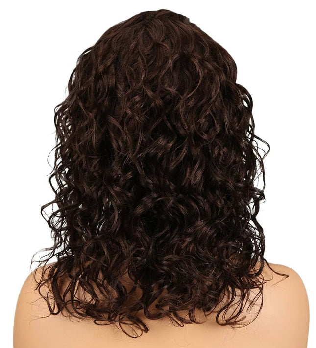 Perruque mi-longue en cheveux naturels bouclés brésiliens pour un style raffiné et naturel