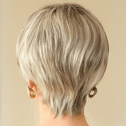 Perruque pixie courte en cheveux naturels blonds pour un look moderne et élégant