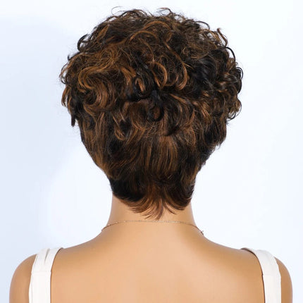 Perruque courte bouclée en cheveux naturels pour femme look chic