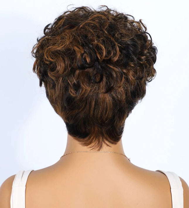 Perruque courte bouclée en cheveux naturels pour femme look chic