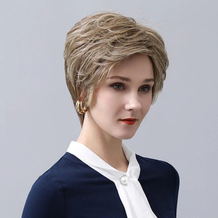 Perruque courte femme blonde en fibre mixte