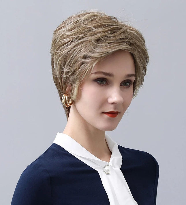 Perruque courte femme blonde en fibre mixte