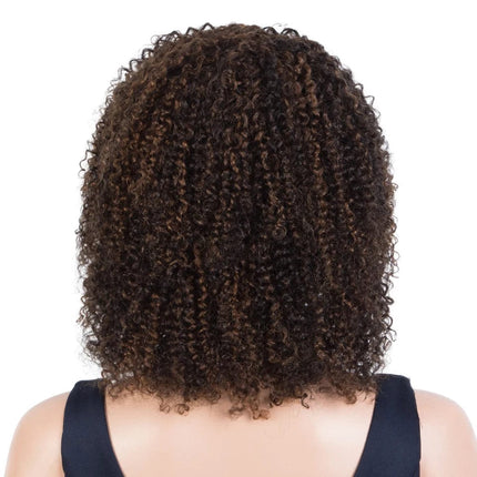 Perruque afro bouclée en cheveux naturels pour un style volumineux et élégant.