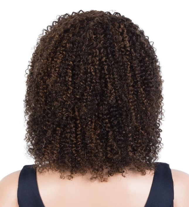 Perruque afro bouclée en cheveux naturels pour un style volumineux et élégant.