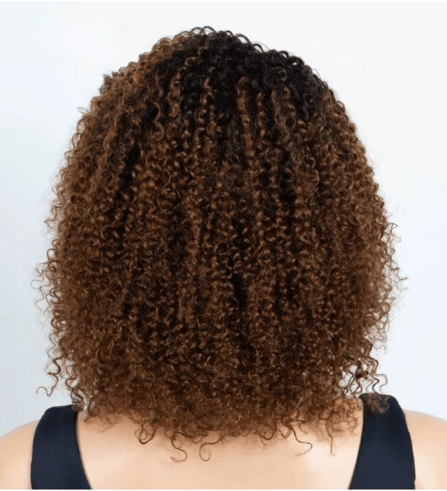 Perruque bouclée afro en cheveux naturels bruns pour un look volumineux et authentique