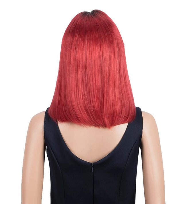 Perruque carrée rouge en cheveux naturels pour femme, style moderne et élégant