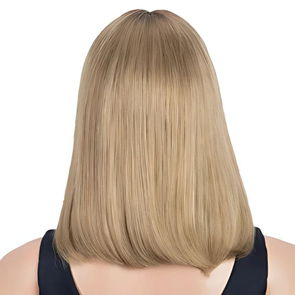 Perruque carré mi-long blond en cheveux naturels pour un look élégant et sophistiqué