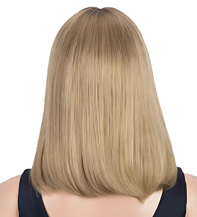 Perruque carré mi-long blond en cheveux naturels pour un look élégant et sophistiqué