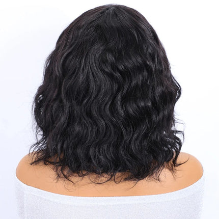 Perruque courte ondulée pour femme en cheveux naturels avec style carré moderne élégant