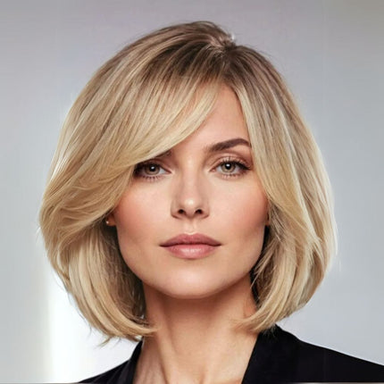 Perruque carrée en cheveux naturels blonds pour un style élégant et moderne