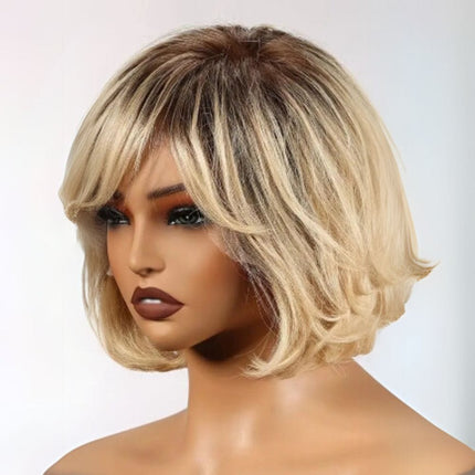 Perruque femme cheveux naturels carré blond