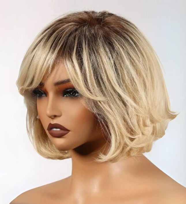 Perruque femme cheveux naturels carré blond