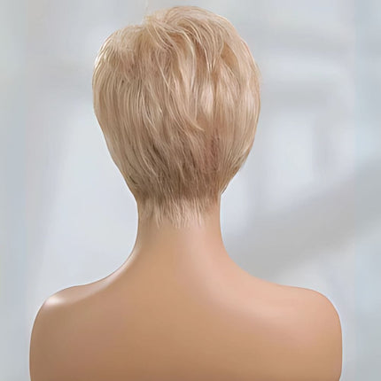 Perruque femme courte blonde en cheveux synthétiques pour un style moderne et élégant