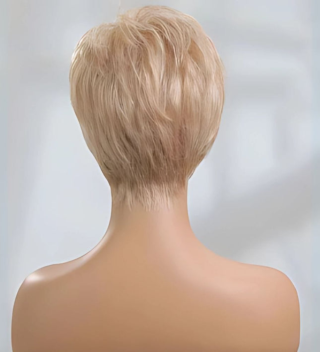 Perruque femme courte blonde en cheveux synthétiques pour un style moderne et élégant