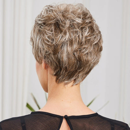 Perruque courte blonde bouclée en cheveux naturels pour un look moderne et sophistiqué