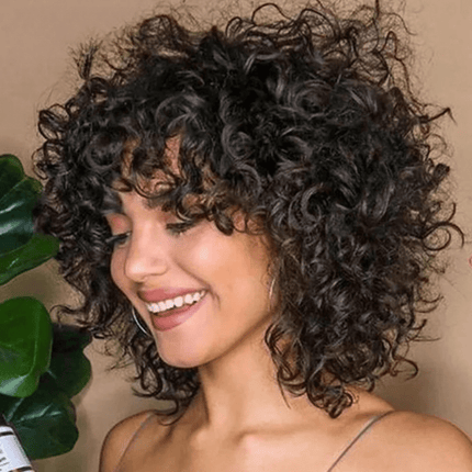 Perruque femme courte frisée cheveux naturels