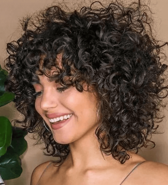 Perruque femme courte frisée cheveux naturels