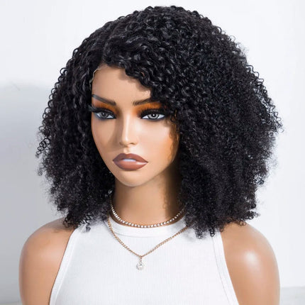 Perruque mi-longue bouclée en cheveux naturels pour un style volumineux et élégant