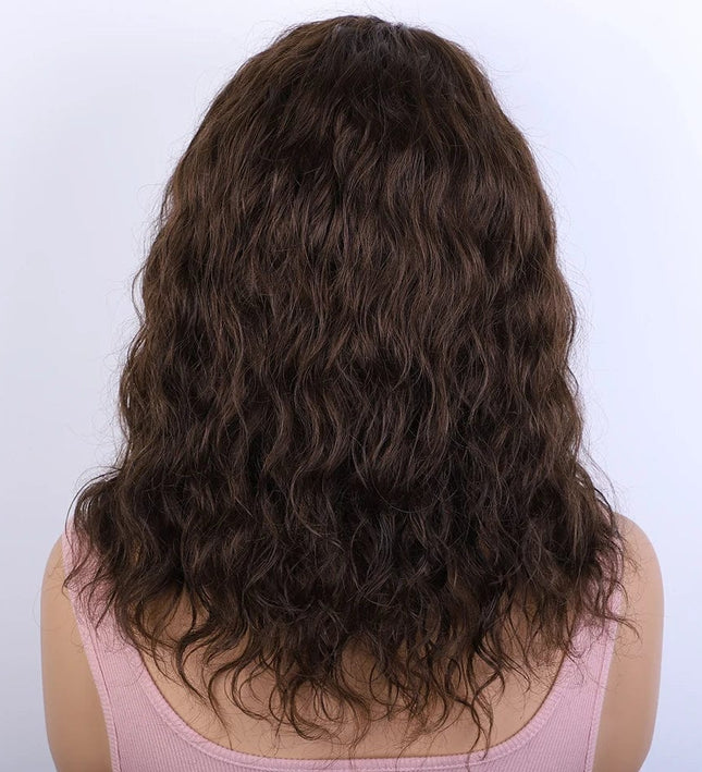 Perruque femme mi-longue cheveux naturels bouclés