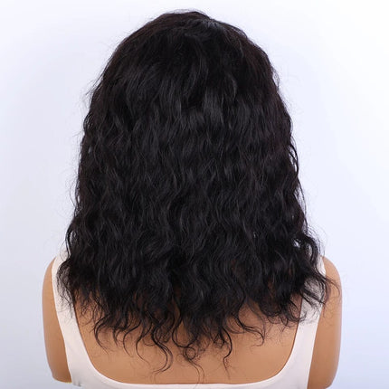 Perruque mi-longue bouclée en cheveux naturels pour un look féminin et authentique