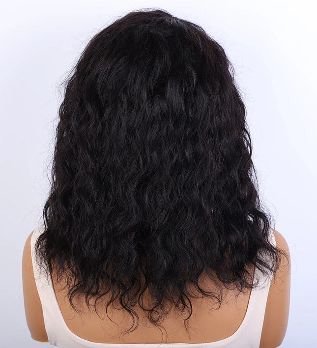 Perruque mi-longue bouclée en cheveux naturels pour un look féminin et authentique