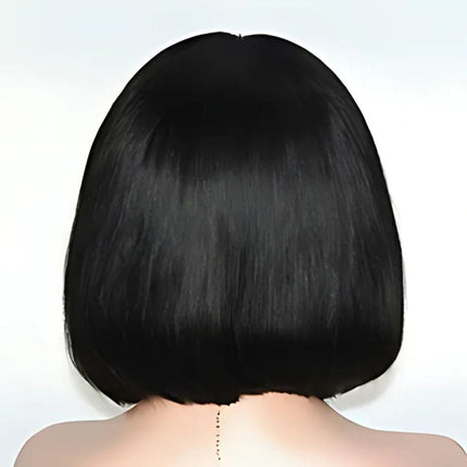 Perruque femme noire carré raide cheveux naturels