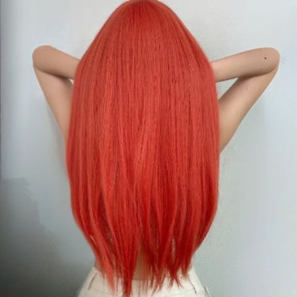 Perruque femme longue orange raide en cheveux synthétiques pour un style vibrant