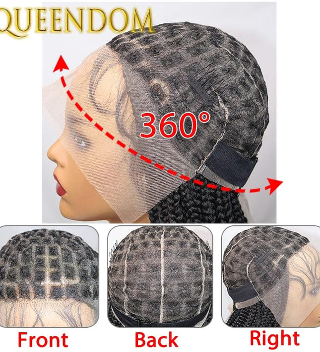 Perruque synthétique avec tresses africaines et dentelle frontale pour un style naturel