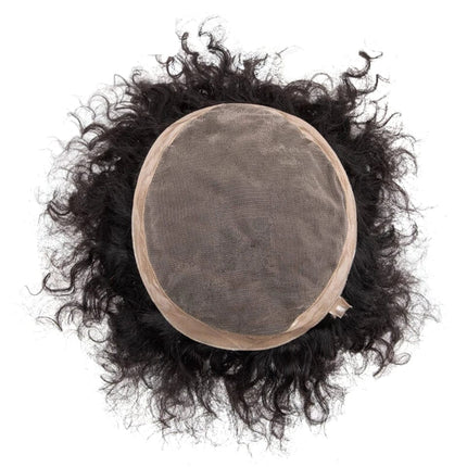 Perruque homme cheveux naturels bouclés noir pour un style élégant et authentique.