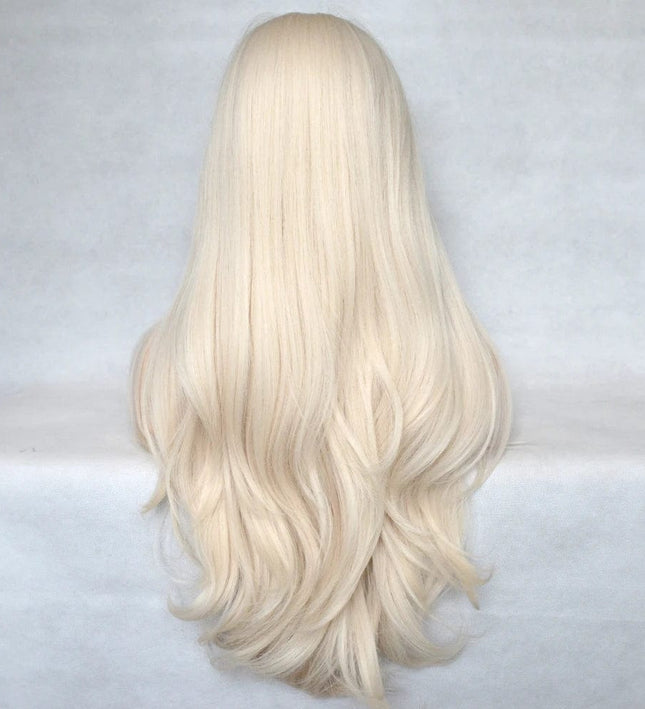 Perruque synthétique longue blonde ondulée pour cosplay, style élégant et naturel