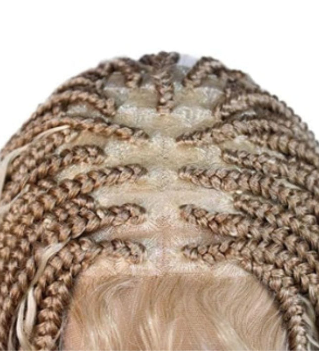 Perruque longue tresse afro synthétique blonde