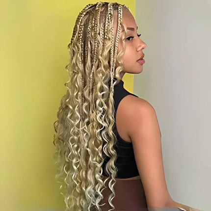 Perruque longue tresse afro synthétique blonde