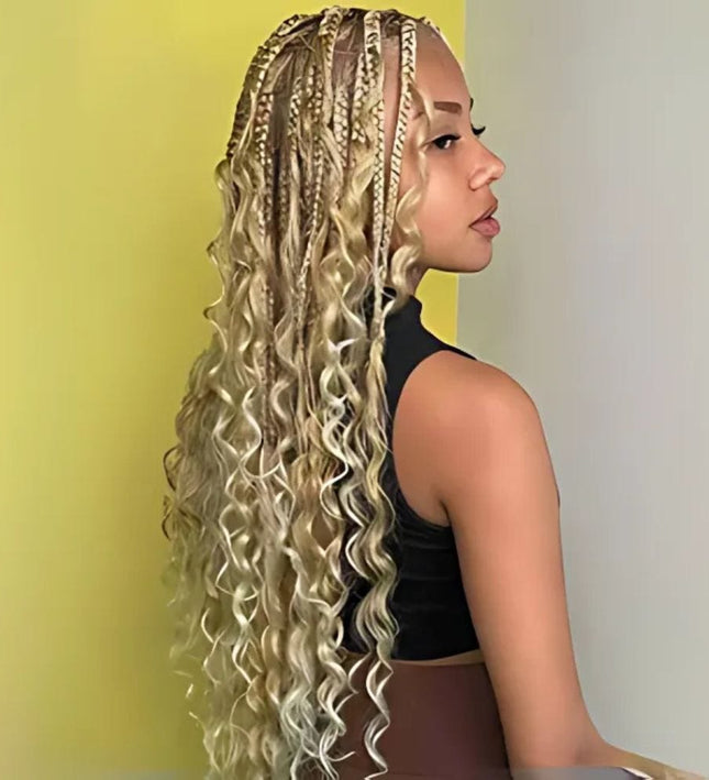 Perruque longue tresse afro synthétique blonde