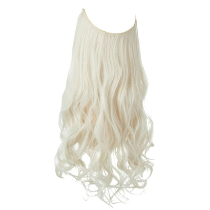 Perruque longue ondulée en cheveux synthétiques couleur blonde platine pour femme