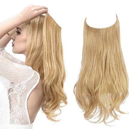 Perruque demi-tête blonde ondulée en cheveux synthétiques pour un look naturel et élégant