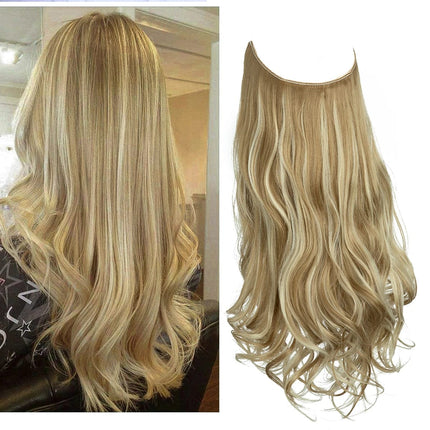 Perruque demi-tête ondulée blonde en cheveux synthétiques pour un look naturel et moderne