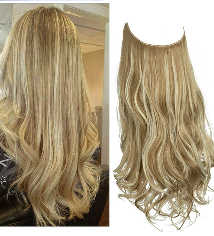 Perruque demi-tête ondulée blonde en cheveux synthétiques pour un look naturel et moderne