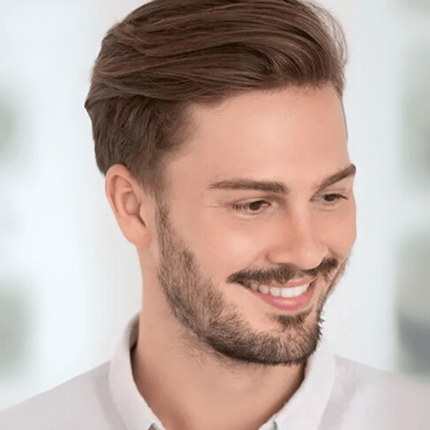 Postiche discret en cheveux naturels pour homme avec effet coiffé naturel