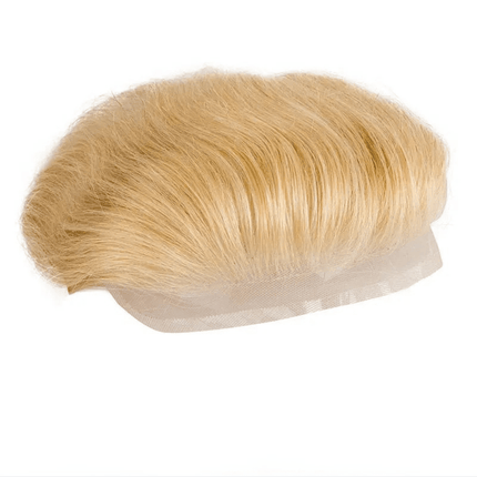 Postiche blond en cheveux naturels pour homme, pour un style discret et élégant