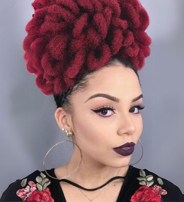 Postiche chignon afro synthétique coloré