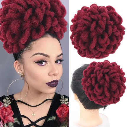 Postiche volumineux afro en cheveux synthétiques bordeaux pour un look coloré et tendance