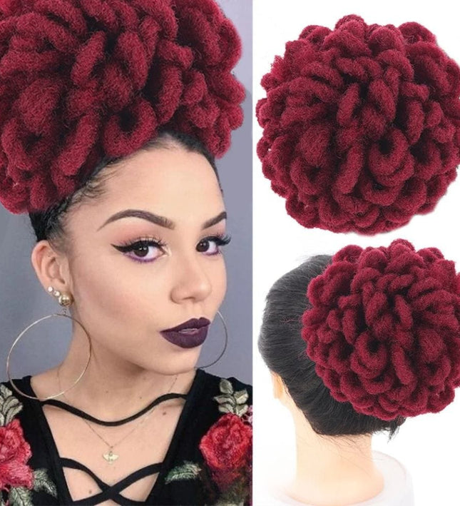Postiche volumineux afro en cheveux synthétiques bordeaux pour un look coloré et tendance