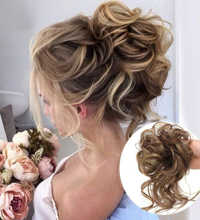 Postiche chignon bouclé cheveux synthétiques