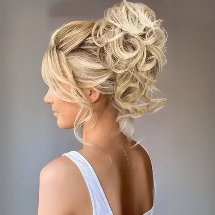 Postiche chignon bouclé en cheveux synthétiques pour un look élégant et soigné