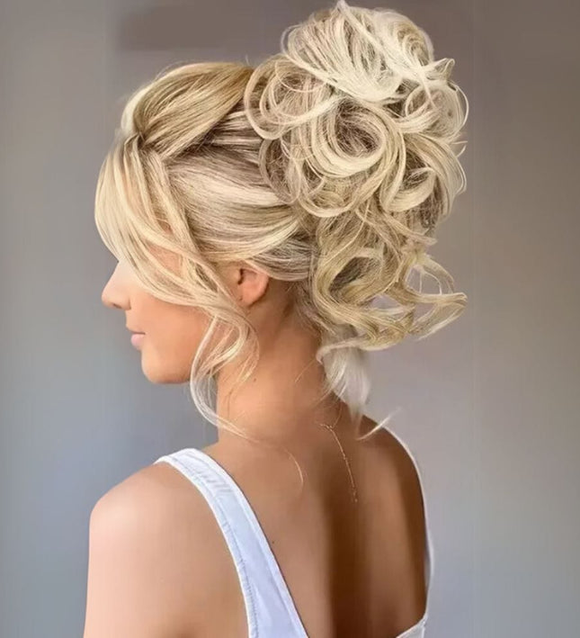 Postiche chignon bouclé en cheveux synthétiques pour un look élégant et soigné